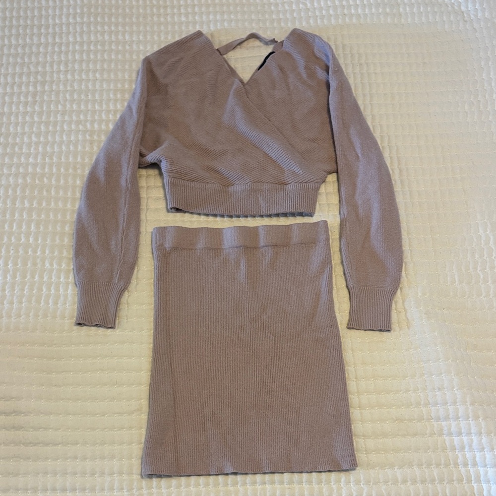 Two piece sweater set-skirt and top